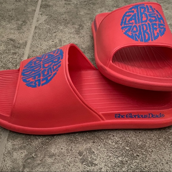 Flatbush Zombies FBZ CHANKLAS Jupiter Sound Red Slides Sandals L 9.5-10.5 - Picture 7 of 10